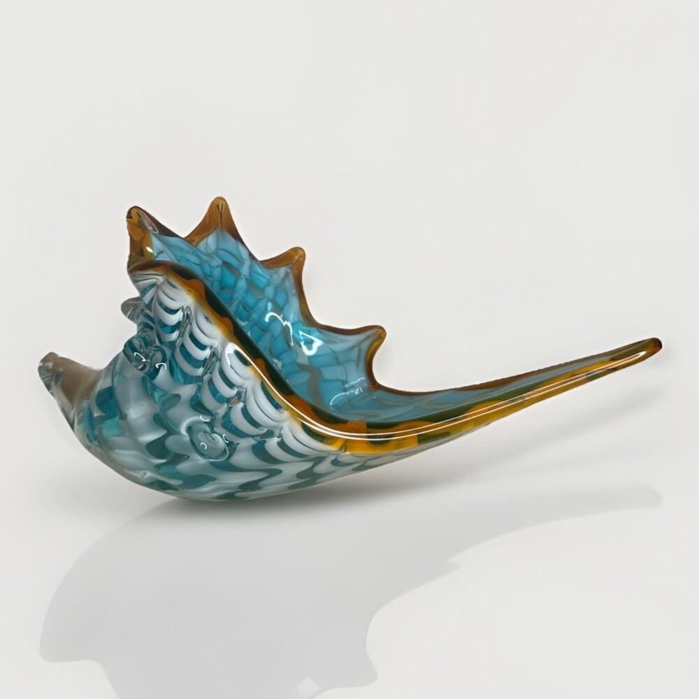 MURANO Italy 1960s Glass Archimede Seguso HandBlown Blue SeaShell Beautiful 11in